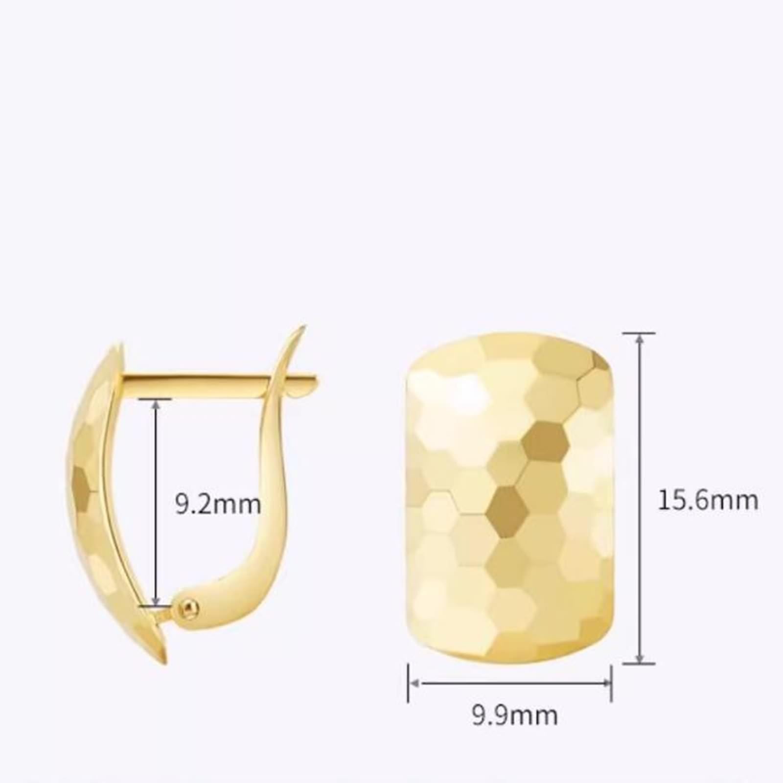 Epinki Creole Hoop 9K/14K/18K żółte złoto, wzór plastra miodu kolczyki damskie, kolczyki sztyfty bez niklu Au750/ 585/375 złoto prawdziwe złoto biżuteria