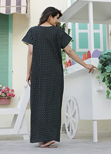 Image of G4Girl Pure Cotton Embroidery Nighty for Women's | Night Gown | Nighty | Nightdress | Maxi | Sleepwear | Jaipuri Nighty | Nighties | Gown