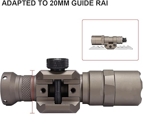 Miniatura 4 de Mini linterna táctica LED Scout, luces de armas monomodo luz de caza con interruptor de presión y montaje de rifle negro
