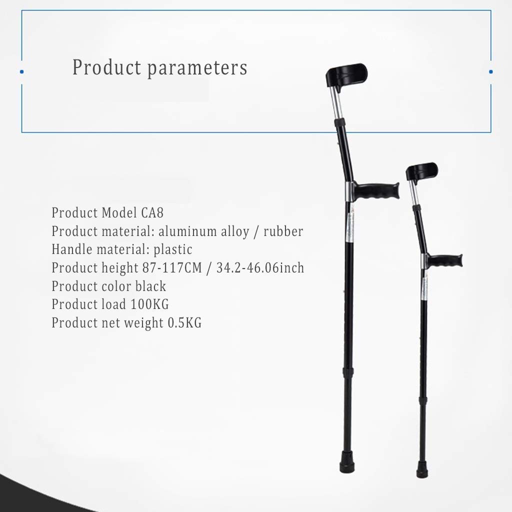 Laski kule przedramienia, ergonomiczne kule ze stopu aluminium, lekkie i łatwe do przenoszenia kule łokciowe, regulowane w 10 krokach, odpowiednie do różnych wysokości