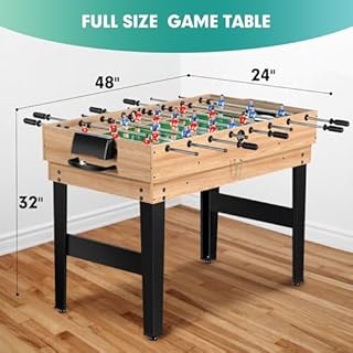 Rioloiuy 12-in-1 Game Table for Home - Foosball Table, Air Hockey Table, Pool Table & More! - Ideal for Game Rooms and Family Game Nights!, Wood-1