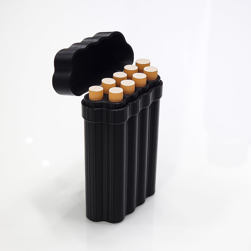 CUBIX3D PocketCase Organizer | 3D Printed Portable Cigarette Carry Box with Flip Lid | Compact Dust-Free Travel Holder for Cigarettes & Accessories (Black)-image-7