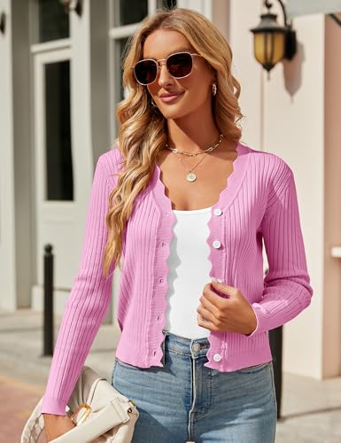Image of Womens Cropped Cardigan Knit Shrugs for Dresses Tops V Neck Button Down Cardigans Sweaters