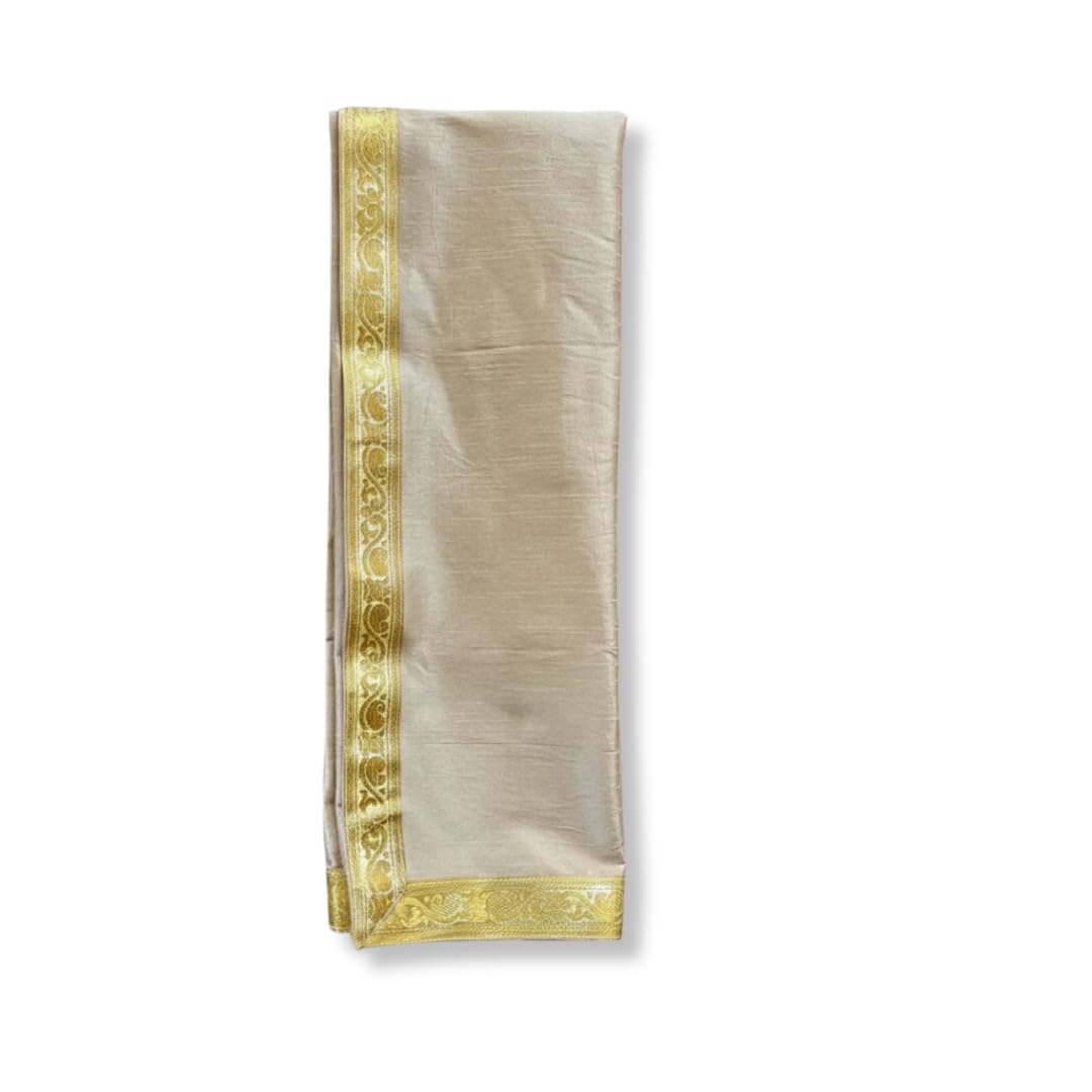 haldi mehendi shaadi Dupion Silk Uparna | White Male Upeni Khes Angavastram for Groom Wedding Pooja Rituals (2.28 mtr, Dupatta Shawl)-picture-16