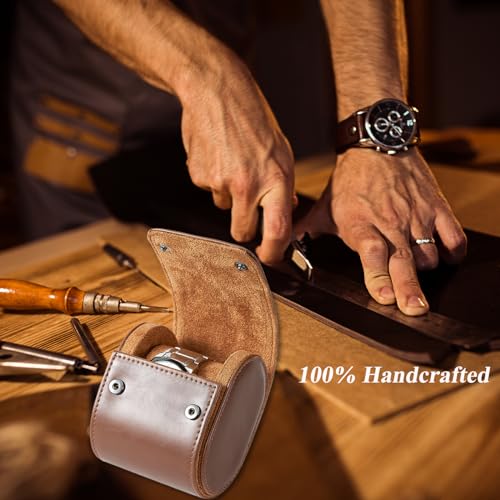Mr.Okay Single Watch Travel Case -Premium Leather Watch Case With Perfect Texture.(Watch Carrying Case Or Organizer For Storage And Display).Mens Watch Case for Travel Handcrafted by Craftsmen.