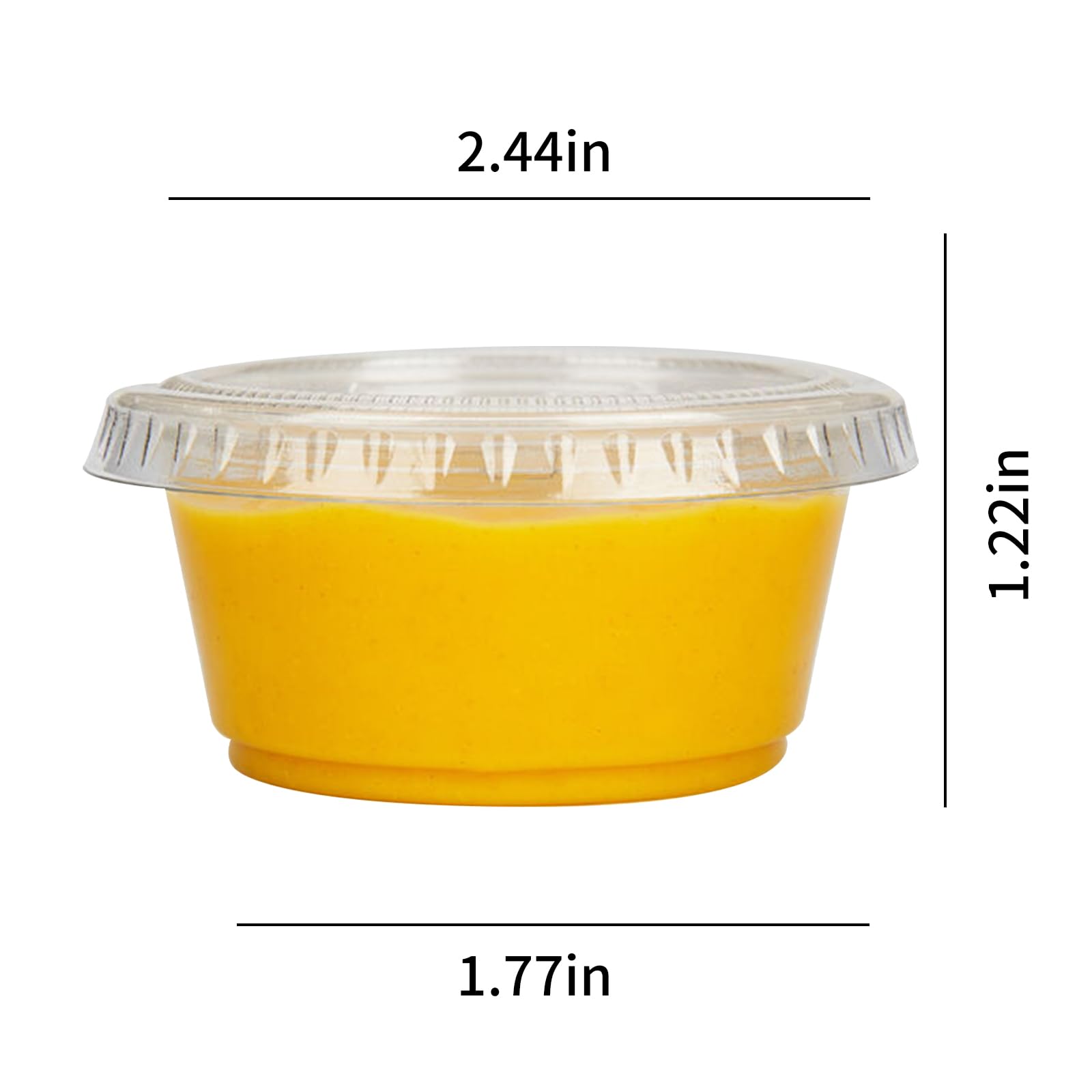 2 oz 500 pack Jello Cups with Lids, Disposable Souffle Cups with Lids, Clear Portion Cups for Dipping Sauce, Salad Dressing, Samples, Meal Prep, and Condiment, Ideal for Lunch, Party to Go, Trips