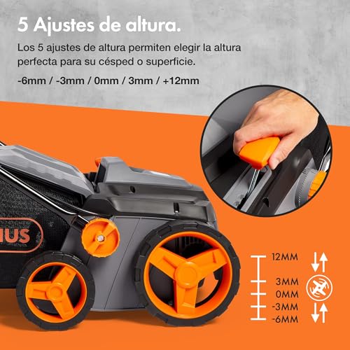 Miniatura 4 de Vonhaus Cepillo Para Césped Artificial 1800w - Peinadora Barredora De Césped Artificial Con Bolsa De Recogida, 5 Alturas Ajustables, 330-380 Mm De Ancho De Trabajo Y Asa Plegable 1800 W - Eu