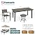 Pamapic Aluminum Outdoor Dining Set, Patio Dining Set for 8 with 6 Outdoor Stackable Chairs, Patio Table and Chairs Set with Plastic-Wood Table Top for Patio, Garden(Charcoal Gray)