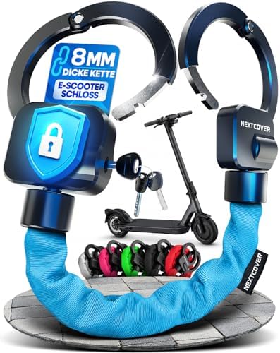 NEXTCOVER® E-Scooter Schloss [Steel-Secure-Technologie] | Handschellenschloss für Roller, eBike | robustes Lock, Kettenschloss | E Scooter Zubehör, E Roller Schloss