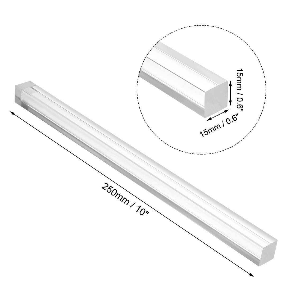 Acrylic Rods - Clear PMMA Bars for Crafts & Lighting -2