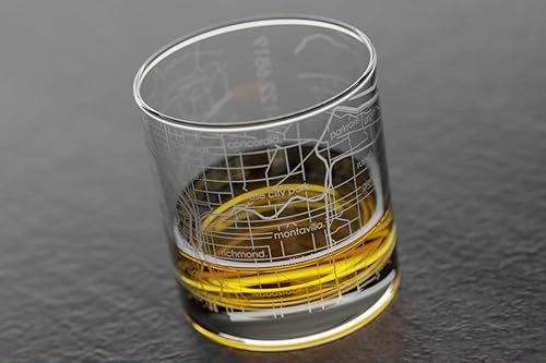 Vista 193 de Well Told Vaso grabado de Washington DC Map Rocks, vidrio de whisky antiguo (11 onzas, transparente), regalo para los amantes del whisky 147-Claro