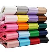 Amazon.com: HUIHUANG 1/8 inch Rainbow Satin Ribbon Thin Double Face ...