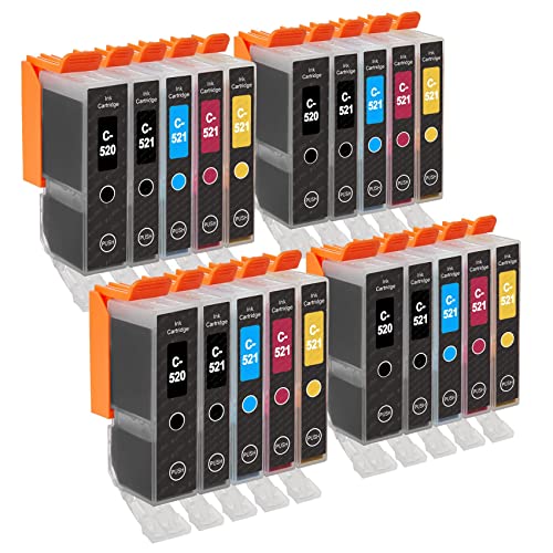 Cartouches encre Canon PGI-520 CLI-521 compatibles PIXMA lot de 20 recharges jet d'encre Go Inks