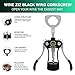 Wine Ziz Large Black Wing Corkscrew Bottle Opener with Foil Cutter Sturdy Metal Wine Cork Screw Built-In Beer Cap Openers Accessories | Best Housewarming Kitchen Gift for Women and Men