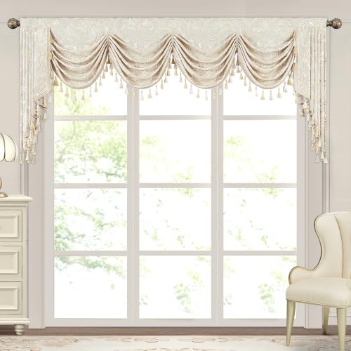 Loom and Mill European Elegant Waterfall Valance for Living Room, W110 in