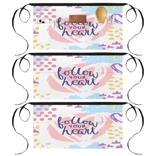 Tablier court cuisine et pâtisserie lot de 3 demi-tabliers de chef à poches
