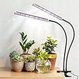 Sonamindary Grow Light for Indoor Plants, 120 LEDs Full Spectrum 5700K Plant Lamp with Red Blue White Light, 5-Level Dimmable, 4/8/12H Timer, Adjustable Clamp Stand(Dual Head)
