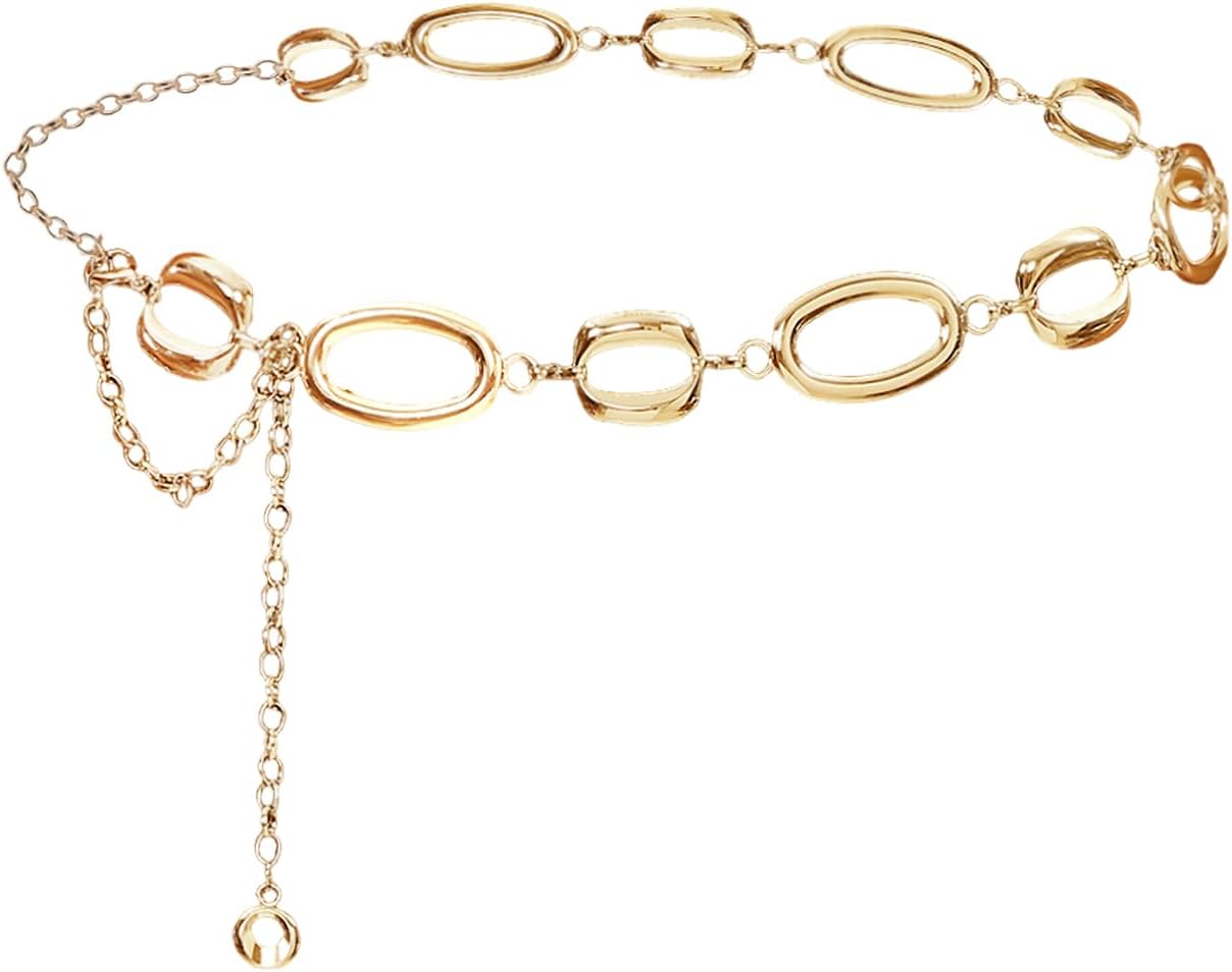 Circle Chain Belt Silver Waist Chain Women Waist Jewelry Body Chain Metal Chunky Chain Belts for Dress
