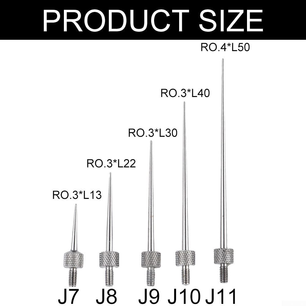 Indicator Points, M2. Threaded Probe Tips, High Speed Steel Rods for Depth Gauge Extension, Groove and Hole Measurement Tools Set(J12J13J14)