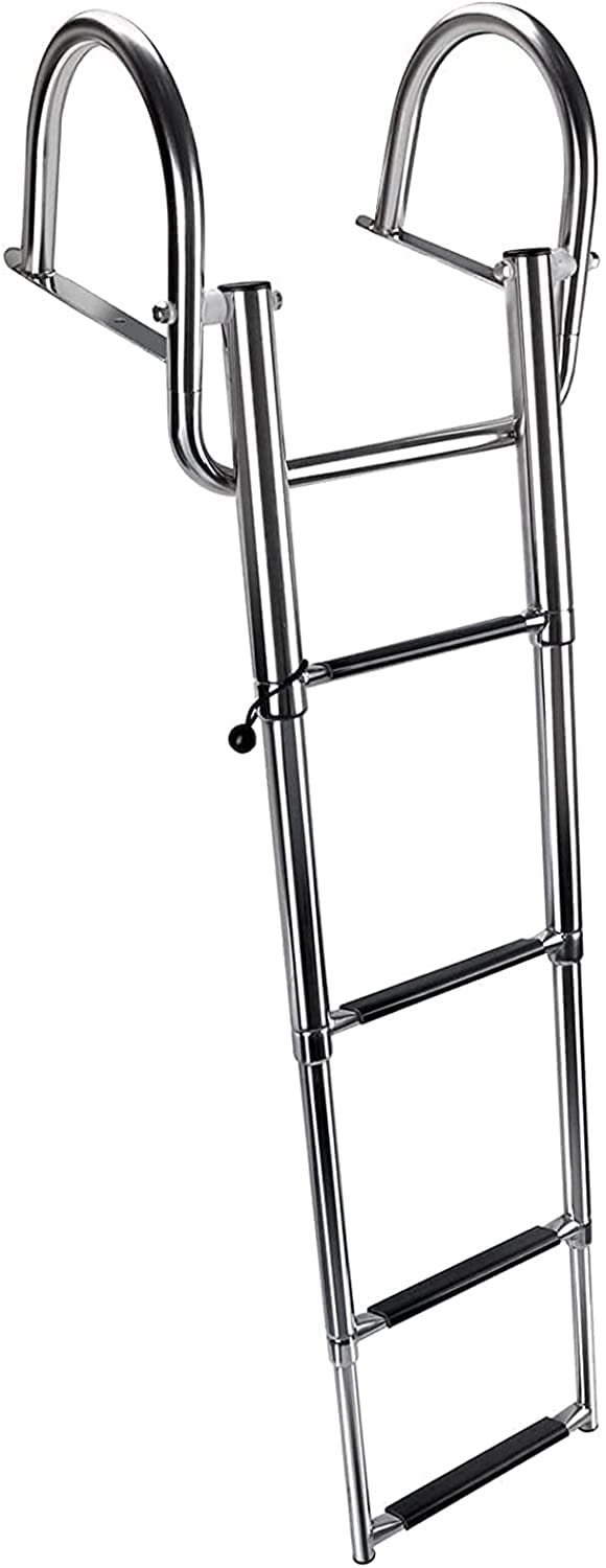 Échelle de ponton en acier inoxydable pliable avec marches larges pour bateau