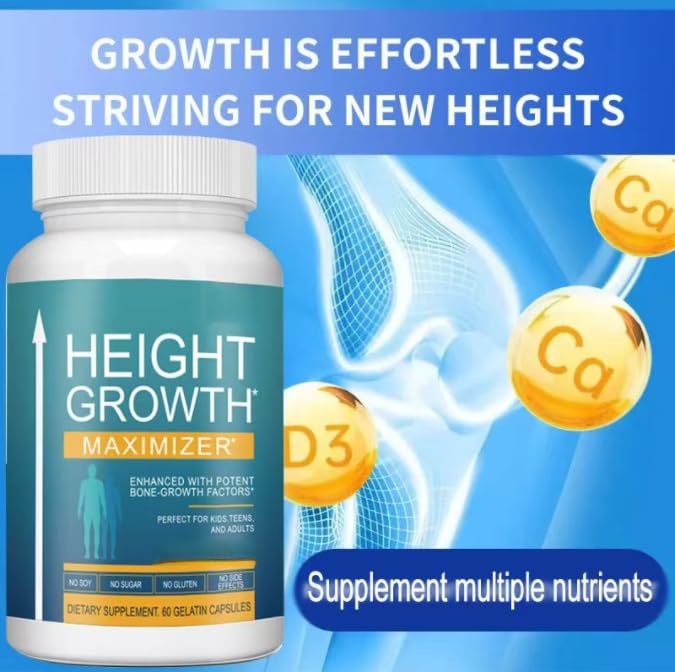 Crecimiento en altura para niños, adolescentes y adultos, promueve la fuerza ósea y el soporte de densidad, crecimiento natural, adecuado tanto para hombres como para mujeres.