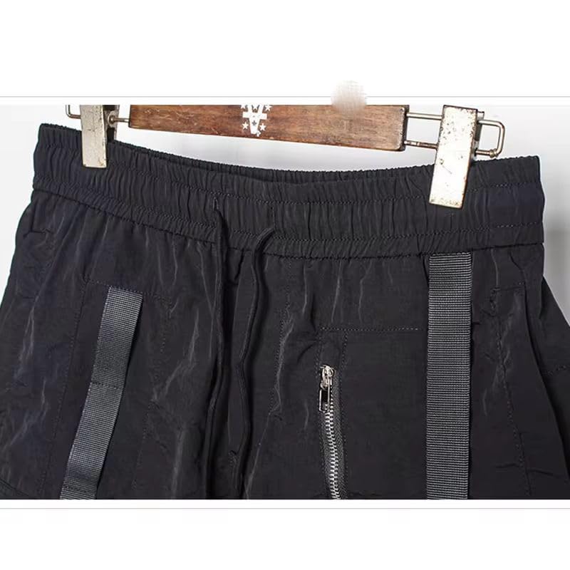 Short cargo tactique noir coupe ample vêtement d'été multi-poches - 6