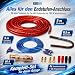 Sinustec BCS-1600 5m Car-HiFi Batteriekabel Set 16mm² – Kabelset für Endstufen bis 750 W Musikleistung mit Cinchkabel, Remoteleitung, Sicherungshalter, 80 A Sicherung und Anschlusszubehör