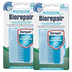 2x Biorepair Scovolini Interdentali Monouso in Gomma per Spazi Stretti con Antibatterico - 80 Scovolini
