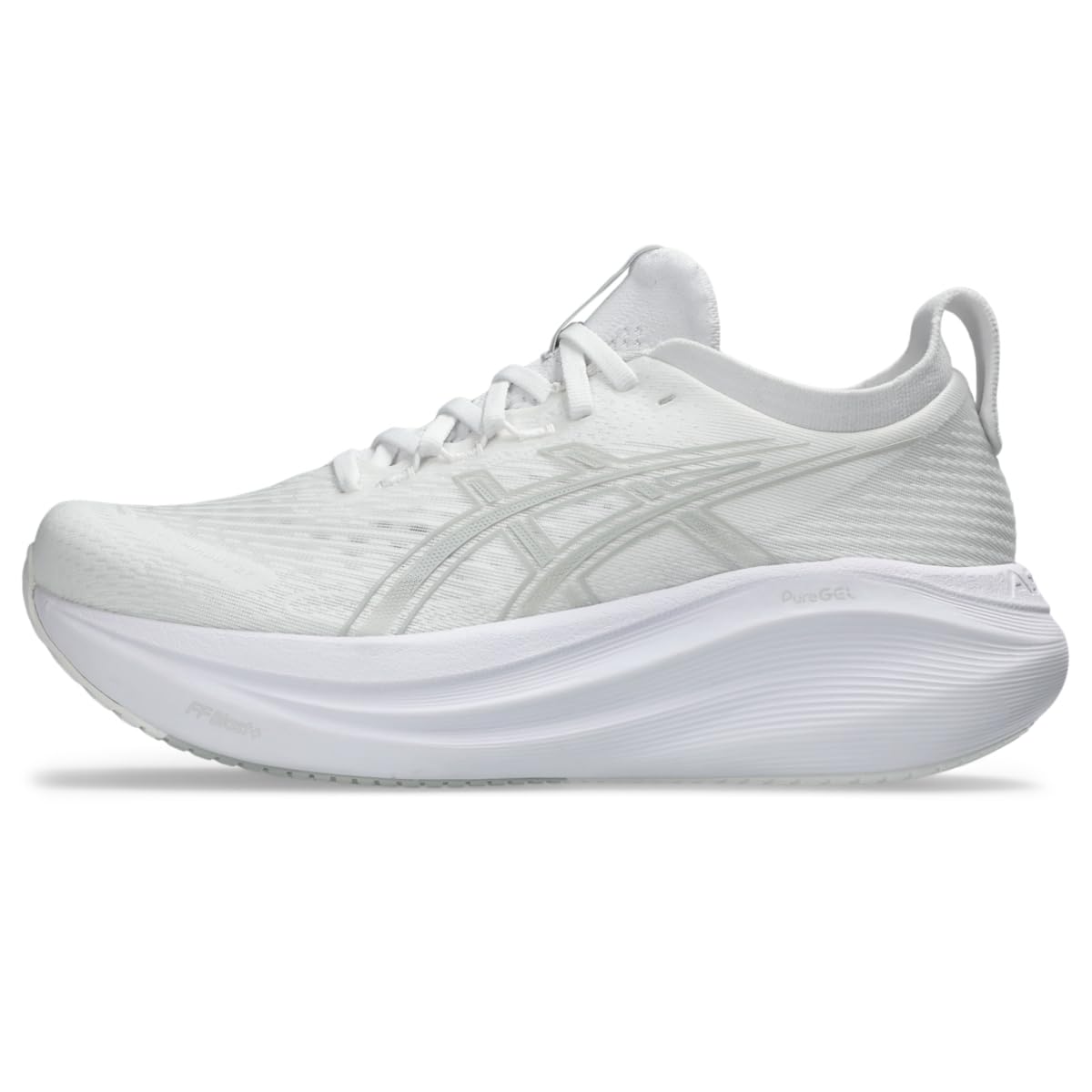 Asics Chaussures de Course Gel-​Nimbus 27 pour Femme, Blanc/​Gris Glacier, 42 EU