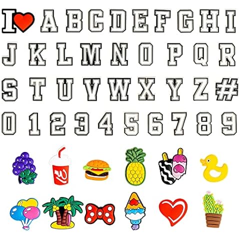 50 Pcs Number Letter Shoe Charm for Clogs, DIY Shoes Pins for Boy Girl, PVC Cartoon Shoe Decorations Accessories for Croc Sandal and Bracelet Wristband Party Birthday Gifts Cover