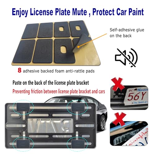 Aootf Front License Plate Bracket- Universal Front Bumper License Plate Mounting Kit, Car Tag Holder Adapter& Carbon Fiber Plate Cover, Anti-Theft Lock Screws, Caps, Nuts, For US Vehicle Trailer Truck