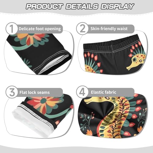 Seahorse Traditional Mandala Flower Girls Casual Leggings for Kids Printed Long Pant Bottoms Stretch and Soft3