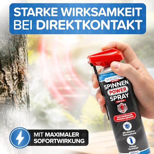 Patronus Spinnen Power Spray 500 ml - Anti Spinnenspray mit effektiver Sofortwirkung gegen Spinnen & zur Spinnen Abwehr, hochwirksames Anti Spinnen Spray für Indoor & Outdoor