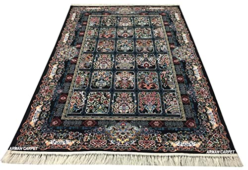 Image of High Density Export Quality Classical Pure Silk Carpet for Your Hall & Living Room 4 X 6 Feet (90x150 cm) Ivory Multi