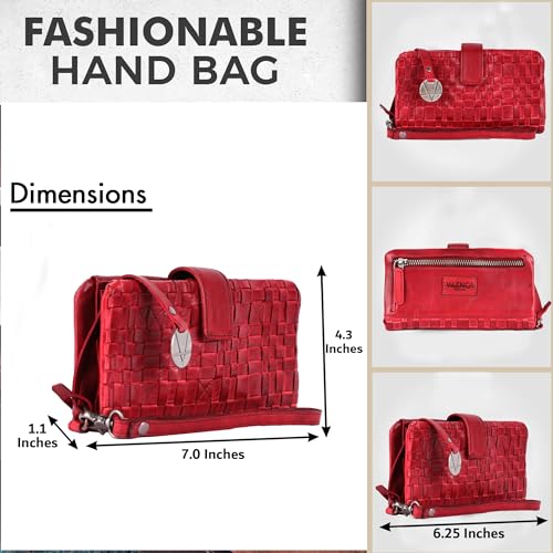 Genuine Leather Wallets for Women, Small Wallet for Women Zipper Coin Purse Credit Card Holder with Strap (VL-158-RED)4