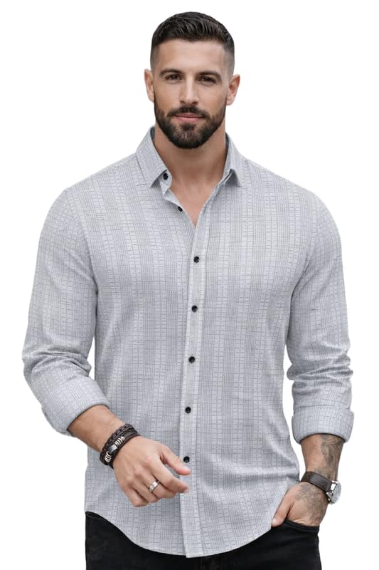 Men's Textured Self-Design Shirt, Premium Poly Cotton, Full Sleeve Casual Wear Shirt-picture-40
