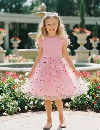 Image of PATPAT Girl's Tulle Dress Tutu Party Birthday Poster Formal Fancy Flower Princess Dresses