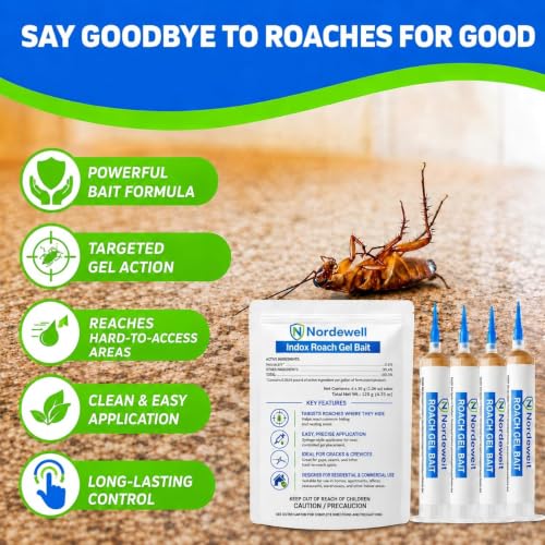 Cockroach Gel Bait, Professional Roach Gel Bait with 0.6% Indoxacarb, 4 x 30g Syringes, Roach Bait for German, American & Other Cockroaches, Indoor & Outdoor Roach Control by Jiermadun - Used condition - Image 5