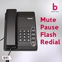 Beetel B11 Corded Landline Phone, Ringer Volume Control, LED for Ring Indication, Wall/Desk Mountable, Classic Design, Clear Call Quality, Mute/Pause/Flash/Redial Function (Made in India)(Black)(B11) gallery image