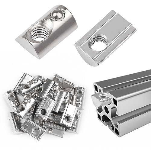 20 Stück Nutensteine M6, Nutensteine mit Kugel Nut 6, 30 Serie Nutenstein M6 Gewinde mit Federkugel, Schiebe T Nutsteine für 3D Drucker, CNC, Aluminiumprofil-Extrusionsschlitz