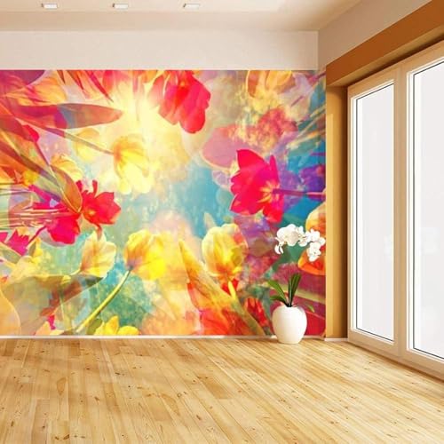 Papier peint mural 3D pâte au mur amovible grand format fleurs
