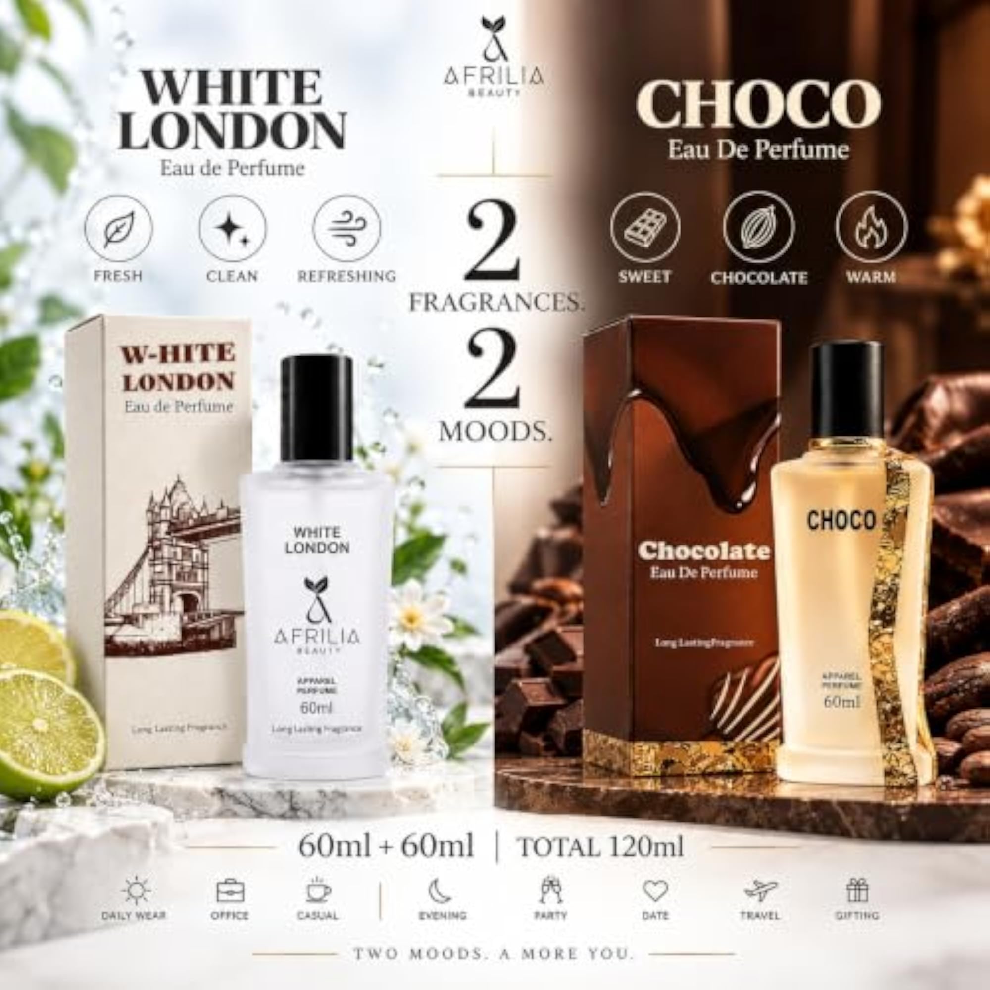 White London & Chocolate Eau De Perfume Set, 60ml x 2