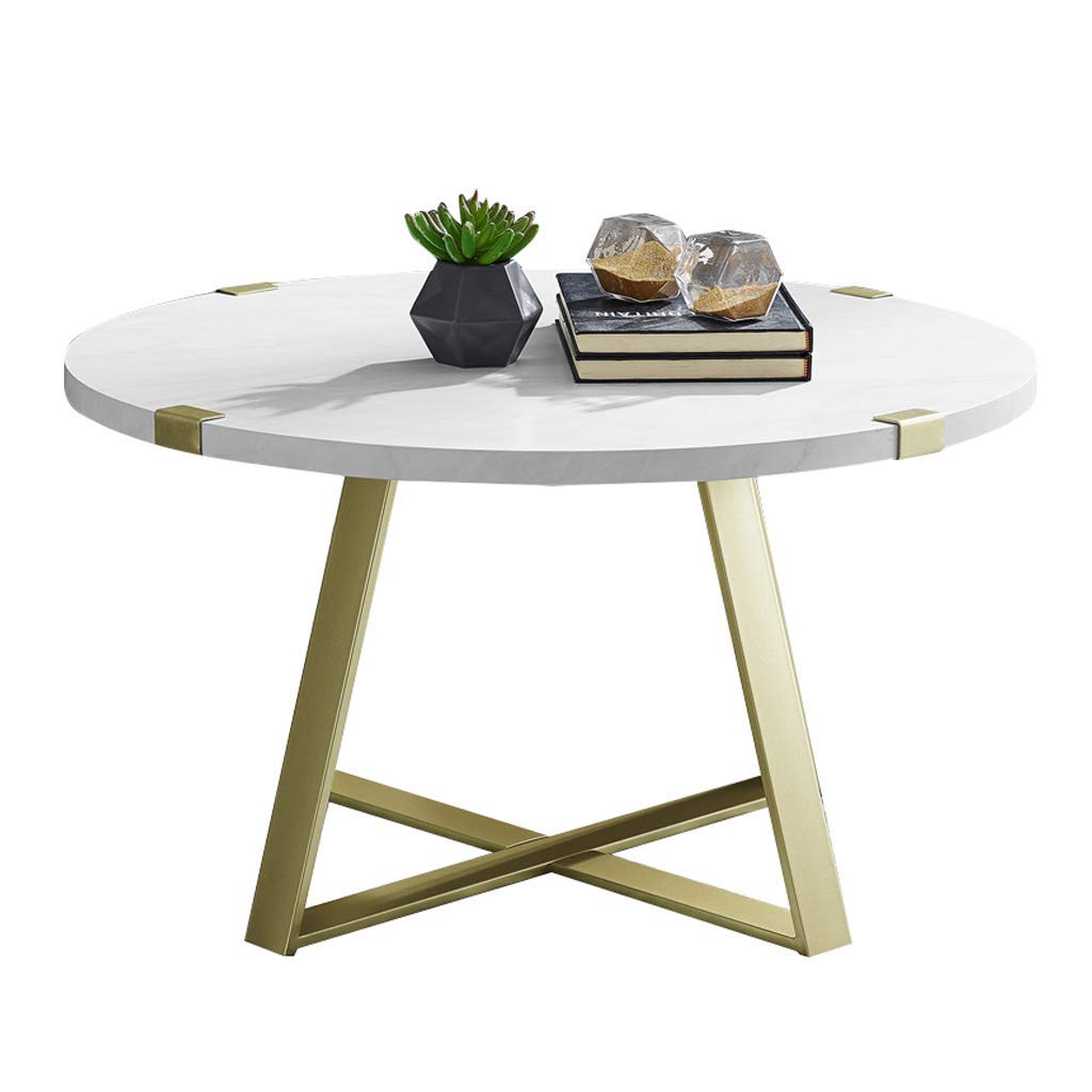 Table basse ronde gain de place en bois blanc pour petits salons