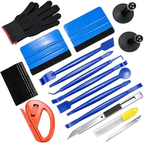 Car Install Tools for Vinyl Wrap, Vehicle Tint Window Film Kit Includes Vinyl Wrap Magnets, Edge Trimming Tools, Felt Squeegee, Wrapping Cutter, 9mm Knife