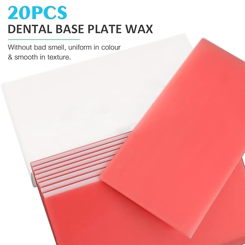 Miniatura 4 de ANNWAH 20 piezas de cera de placa base dental, no se puede utilizar para moldeo de dentaduras postizas, material de lámina de cera roja, hojas de