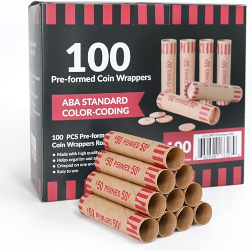 Image of LLIKED 1,200 PCS Pennie Preformed Coin Roll Wrappers-Pennies
