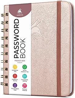 Clever Fox Password Book Spiral  Mini Internet Address & Password Organizer with Laminated Alphabetical Tabs  Small Password Keeper Journal  Hardcover, Pocket Size, 12x14.5cm (Dark Green)