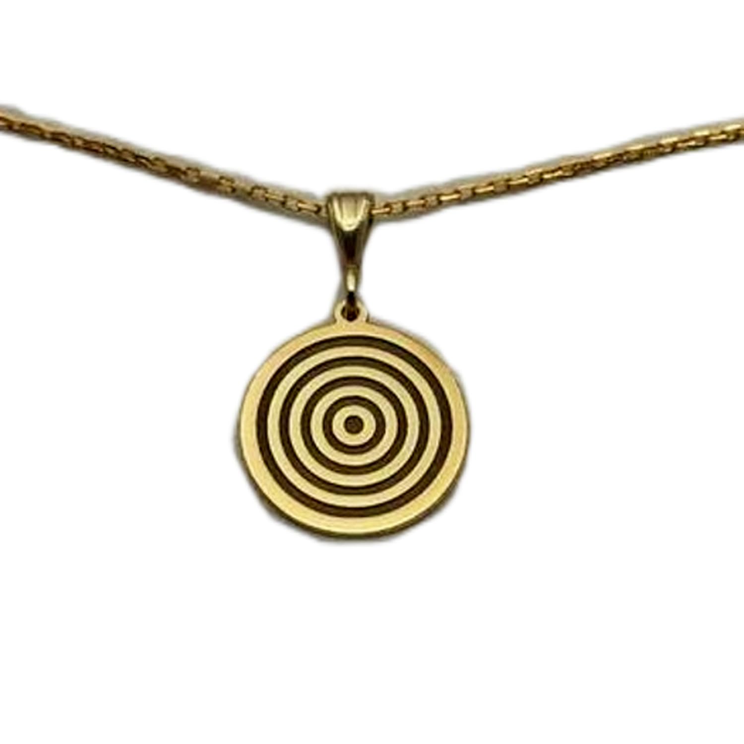 LKBEADS Collana in argento sterling 925 da 22 mm | catena da 18 pollici | ciondolo con cerchi geometrici incisi, piccolo anello astratto per marito | placcatura in oro | L_01782
