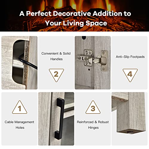 Simoe Electric Fireplace Tv Stand For Tv Up To 65 Inch, Natural Fireplace Mantle With Dimmer, Thermostat, Shelves, Farmhouse Entertainment Center For Living Room, Bedroom & Indoor Use, Natural #TOP4