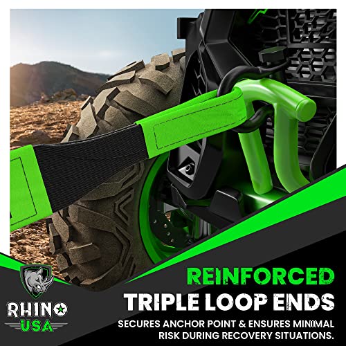 Rhino Usa Recovery Tow Strap (3" X 30') Lab Tested 31,518Lb Break Strength - Heavy Duty Offroad Straps With Triple Reinforced Loop Ends To Ensure Peace Of Mind - Emergency 4X4 Off Road Towing Rope #TOP2
